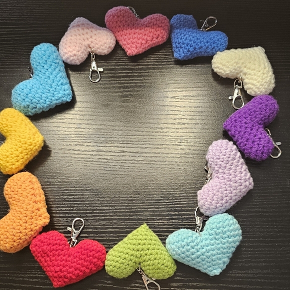 knitted heart-shaped, set of 2, bag charms. Choose any 2 - Picture 2 of 3